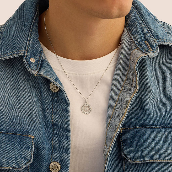 Pendente rosa dei venti Gentleman in argento rodiato
