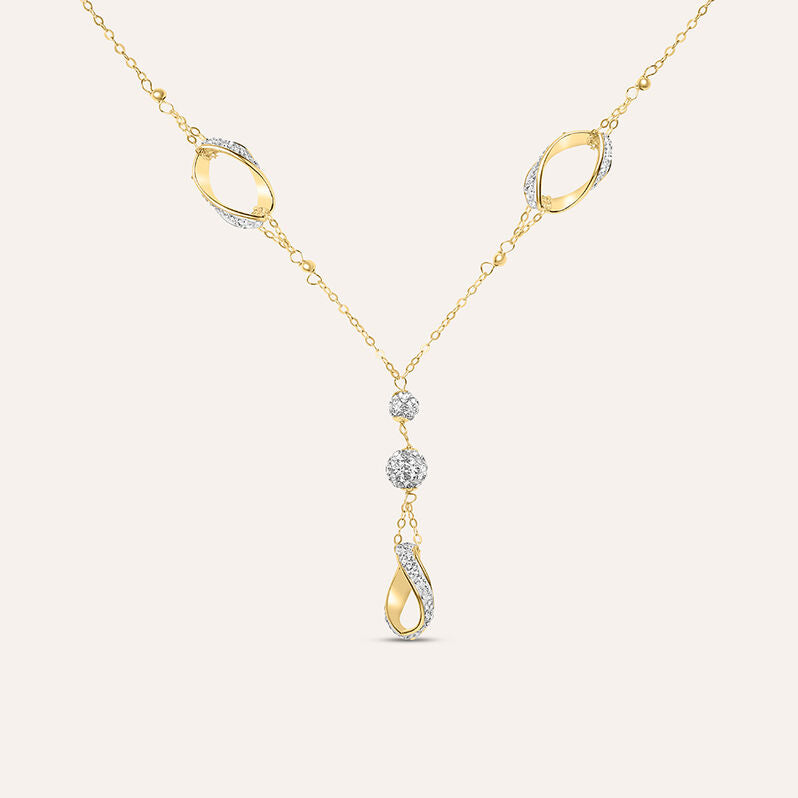 Collana Christelle in oro giallo 9 kt con cristalli, versione importante