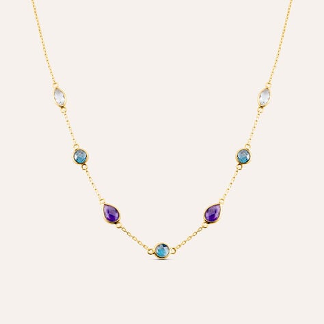 Collana Amélie in oro giallo 9 kt con topazi e ametiste