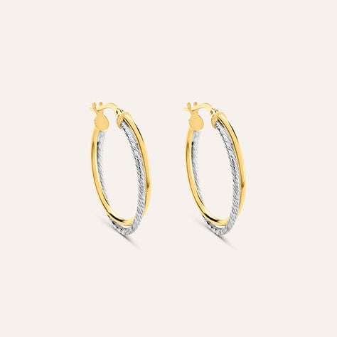 Orecchini doppio cerchio Toujours in oro giallo e bianco 9 kt