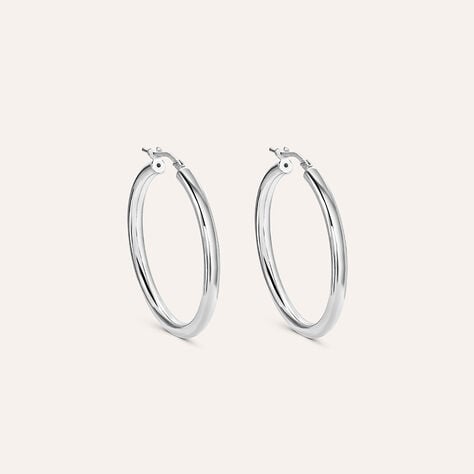 Orecchini a cerchio Silver Collection in argento rodiato, 30 mm