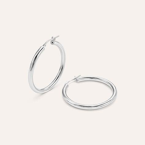 Orecchini a cerchio Silver Collection in argento rodiato, 30 mm
