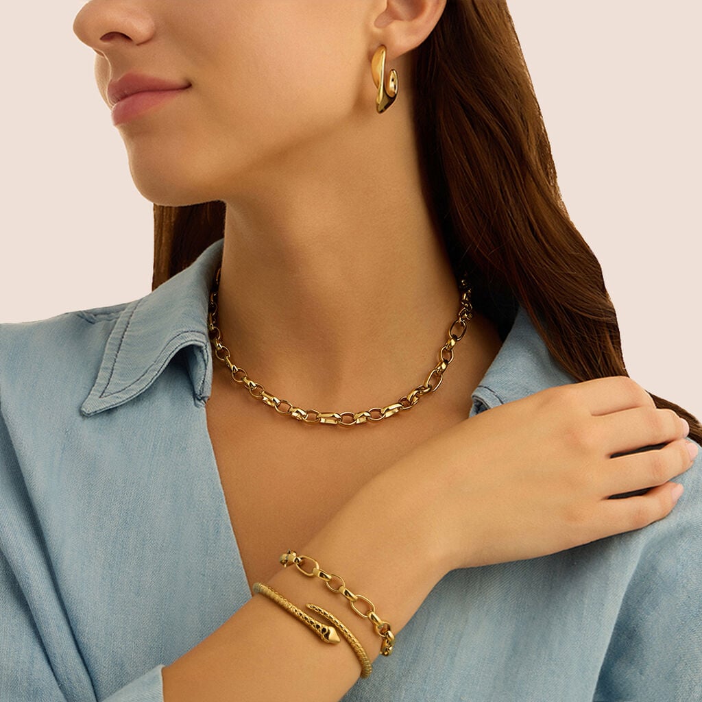 Bangle serpente Radiance in acciaio dorato