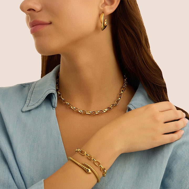 Bangle serpente Radiance in acciaio dorato