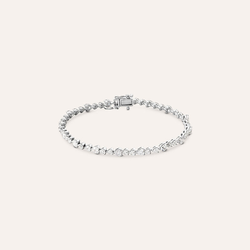 Bracciale tennis cuori Red Carpet in argento con zirconi, 18 cm