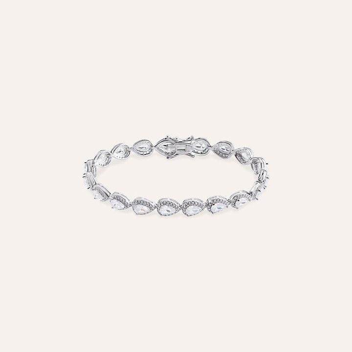 Bracciale tennis Red Carpet in argento con zirconi a goccia