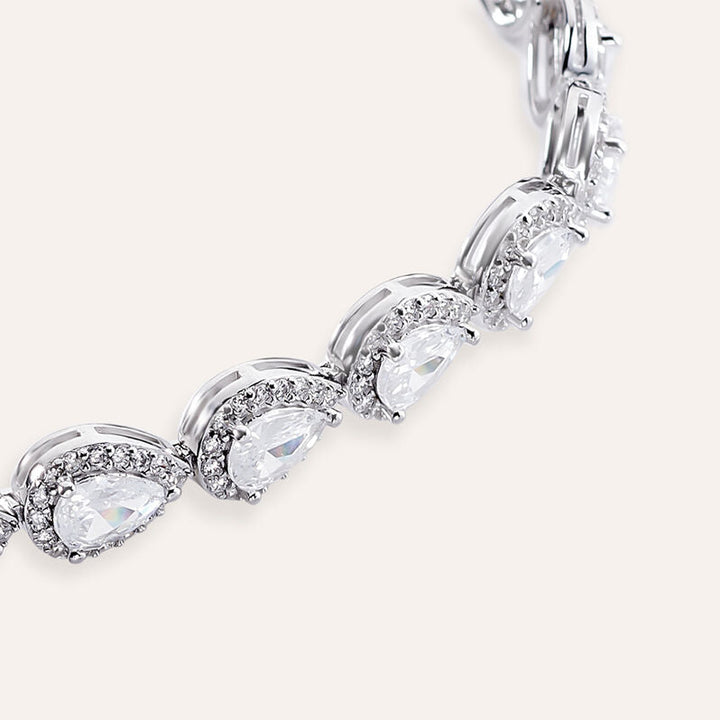 Bracciale tennis Red Carpet in argento con zirconi a goccia