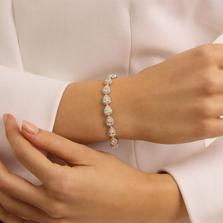 Bracciale tennis Red Carpet in argento con zirconi a goccia