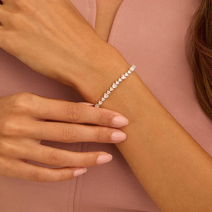 Bracciale tennis cuori Red Carpet in argento con zirconi