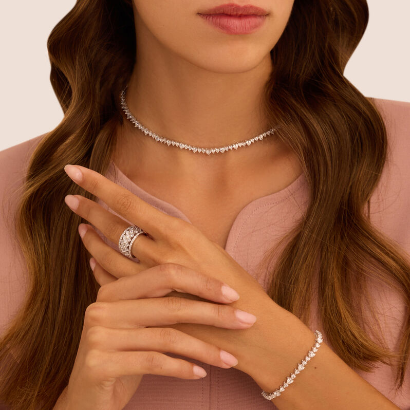 Bracciale tennis cuori Red Carpet in argento con zirconi