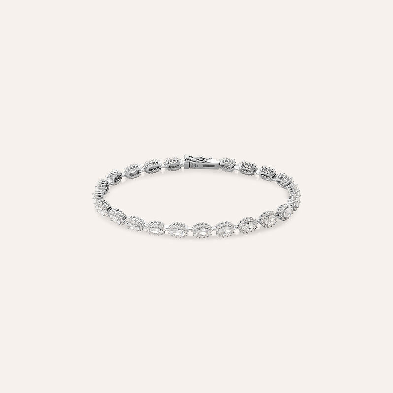 Bracciale Silver Elegance in argento con zirconi ovali, 16 cm