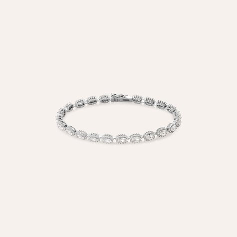 Bracciale Silver Elegance in argento con zirconi ovali, 18 cm