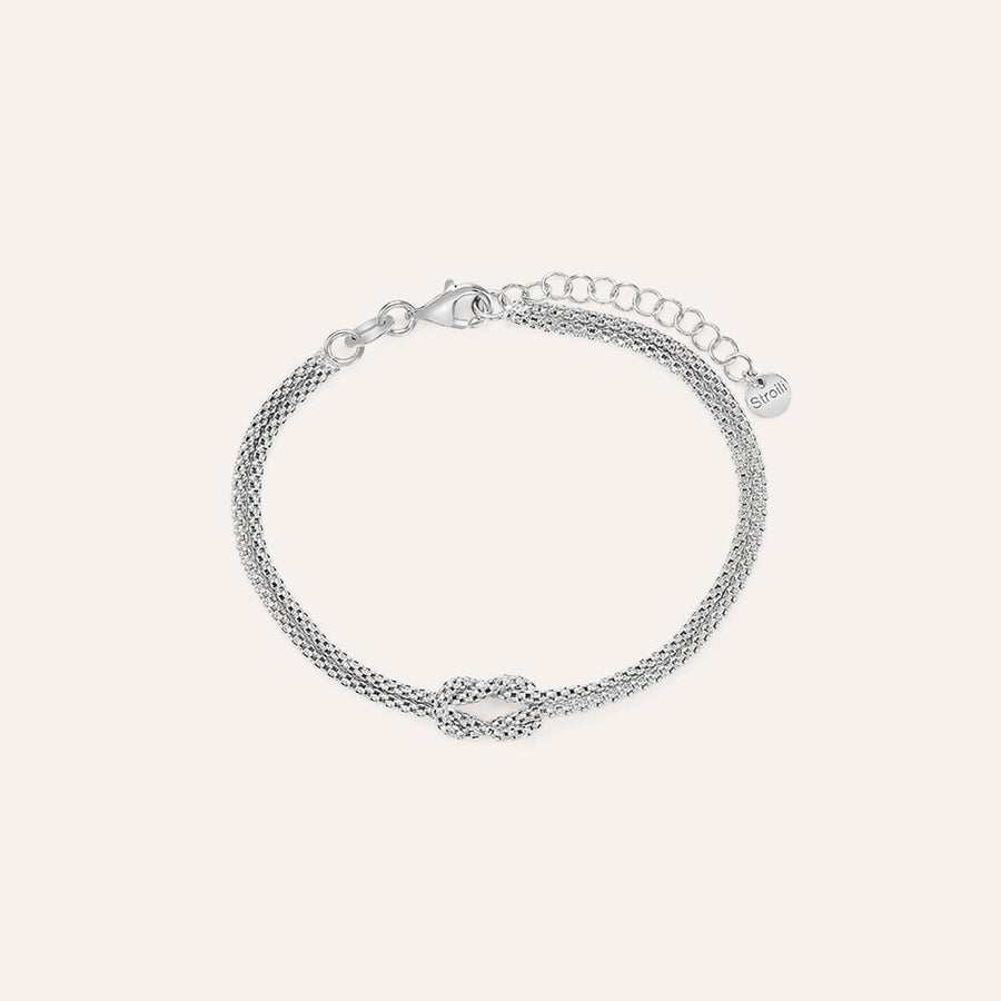 Bracciale nodo Silver Collection in argento rodiato, catena coreana