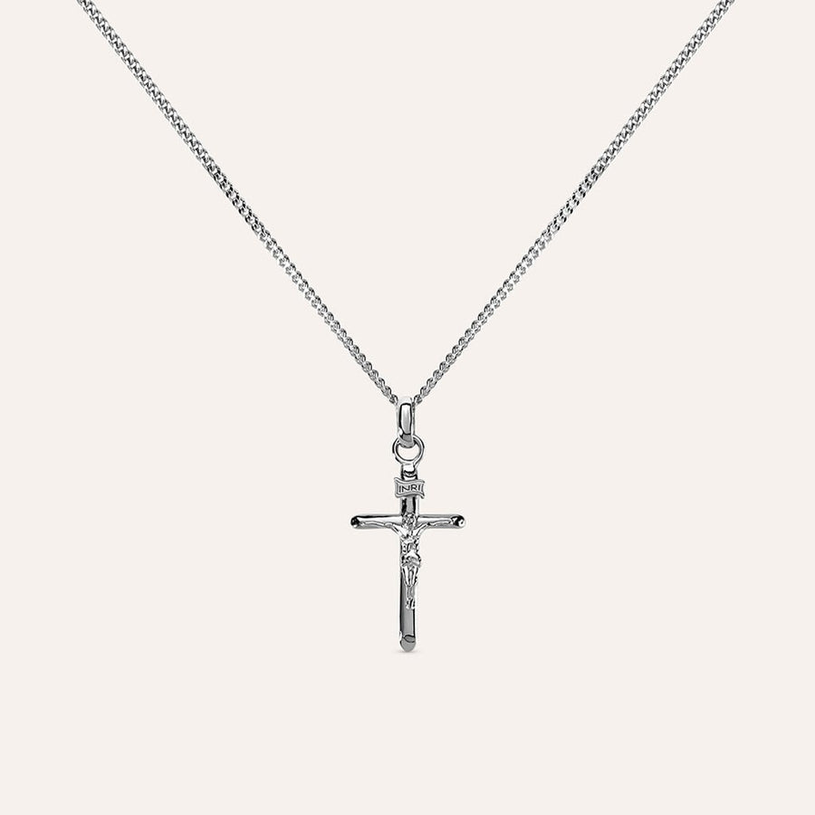 Collana croce Gentleman in argento rodiato