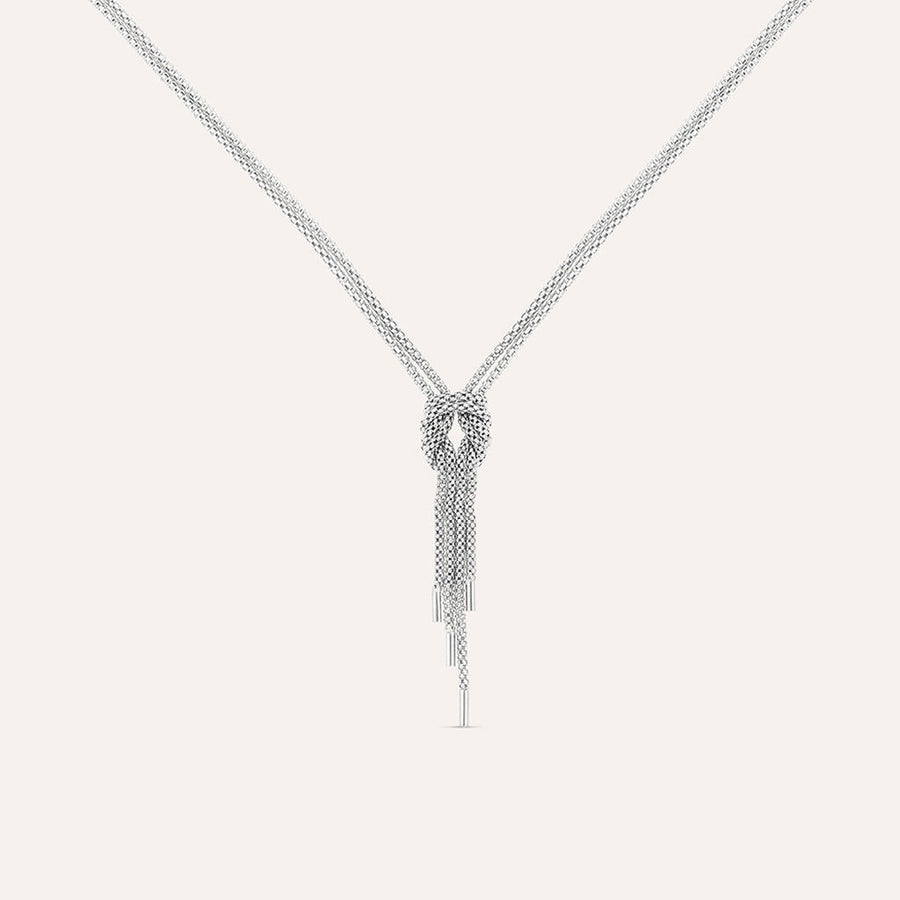 Collana nodo Silver Collection in argento rodiato, catena coreana