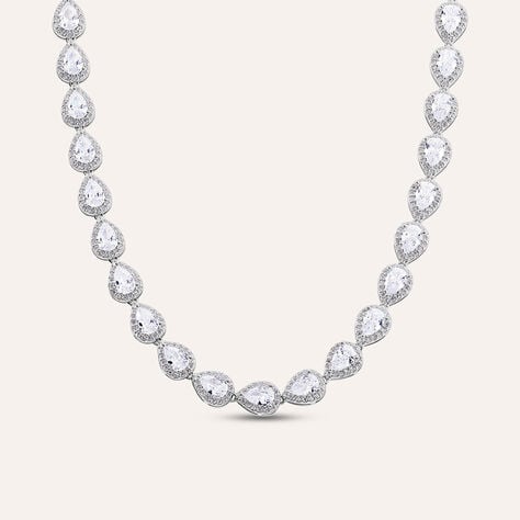 Collana tennis Red Carpet in argento con zirconi a goccia