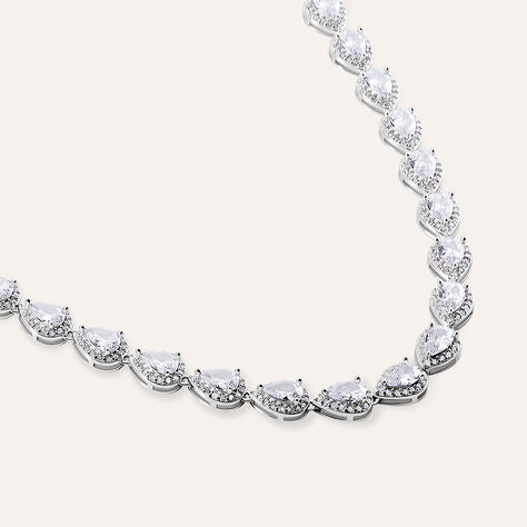 Collana tennis Red Carpet in argento con zirconi a goccia