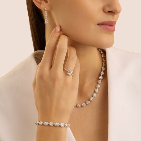 Collana tennis Red Carpet in argento con zirconi a goccia