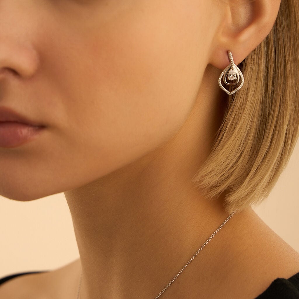 Orecchini pendenti goccia Silver Elegance in argento con zirconi
