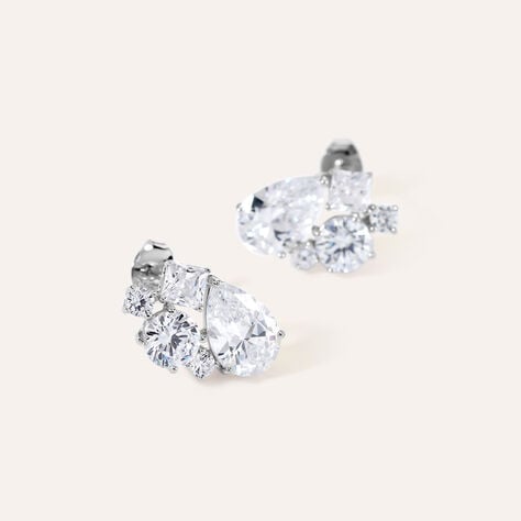 Orecchini Red Carpet in argento con zirconi goccia e quadrati
