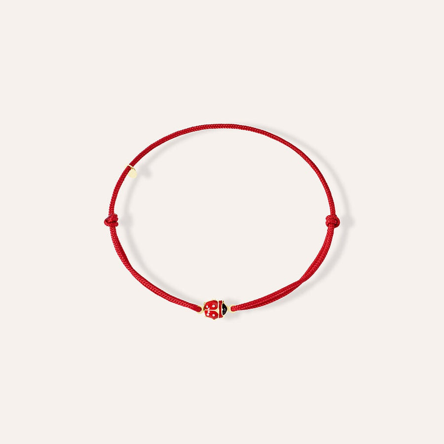 Bracciale coccinella Mon Petit in oro giallo 9 kt, nodo scorrevole