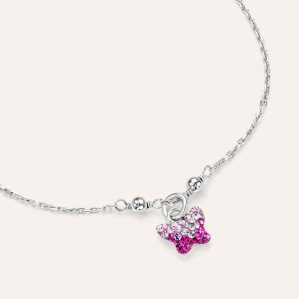 Bracciale farfalla Silver Baby in argento con cristalli fucsia