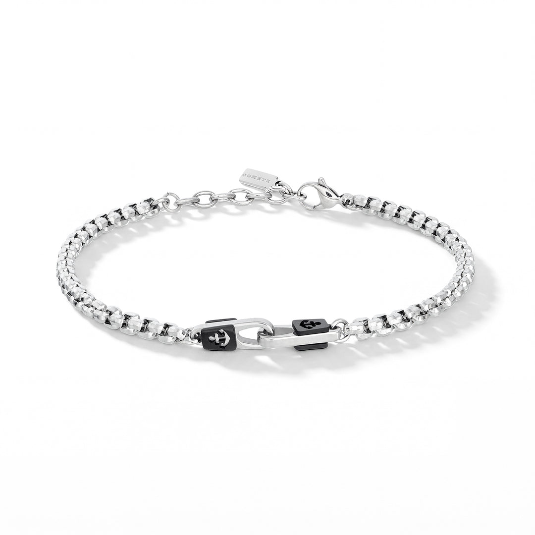 Bracciale Comete Uomo con Ancora e Dettagli Neri