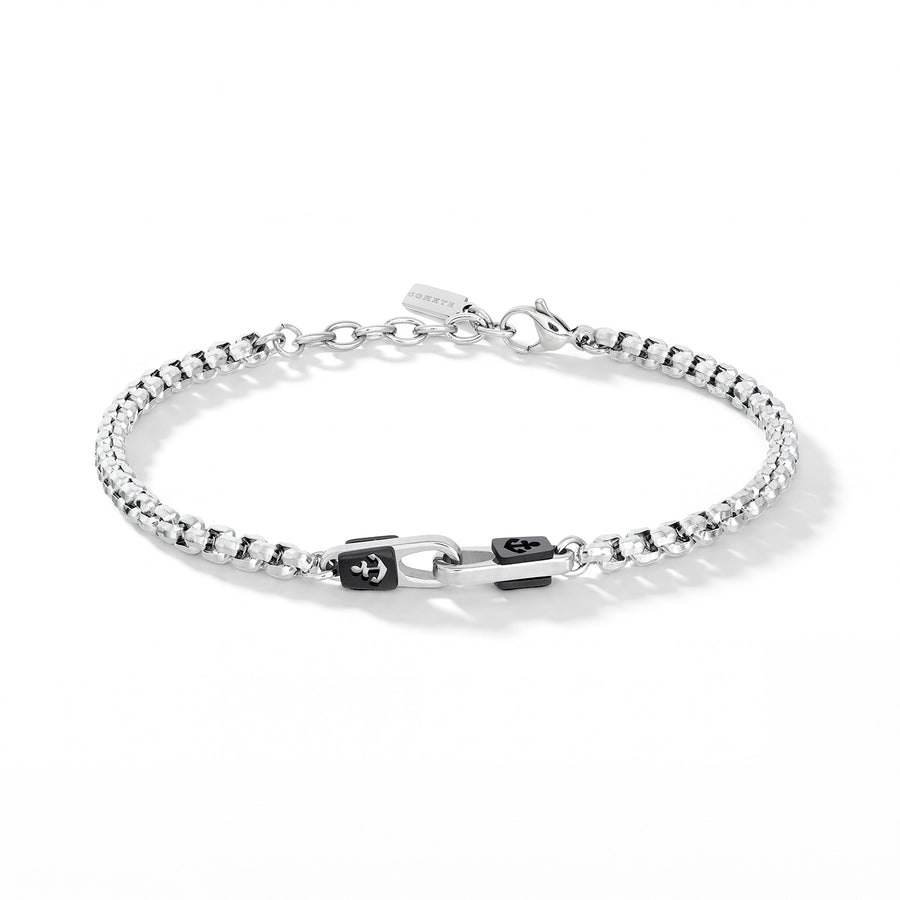 Bracciale Comete Uomo con Ancora e Dettagli Neri