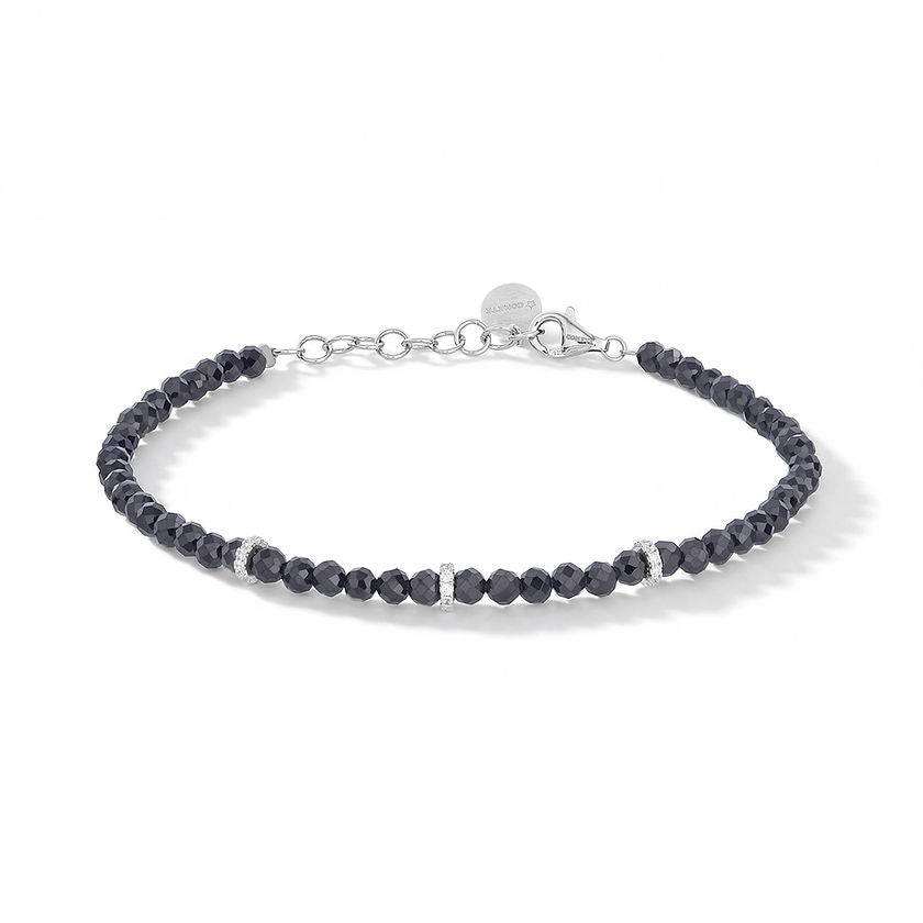 Bracciale Comete Gift&amp;Colour Man in Argento, Spinello Nero e Zirconi Bianchi