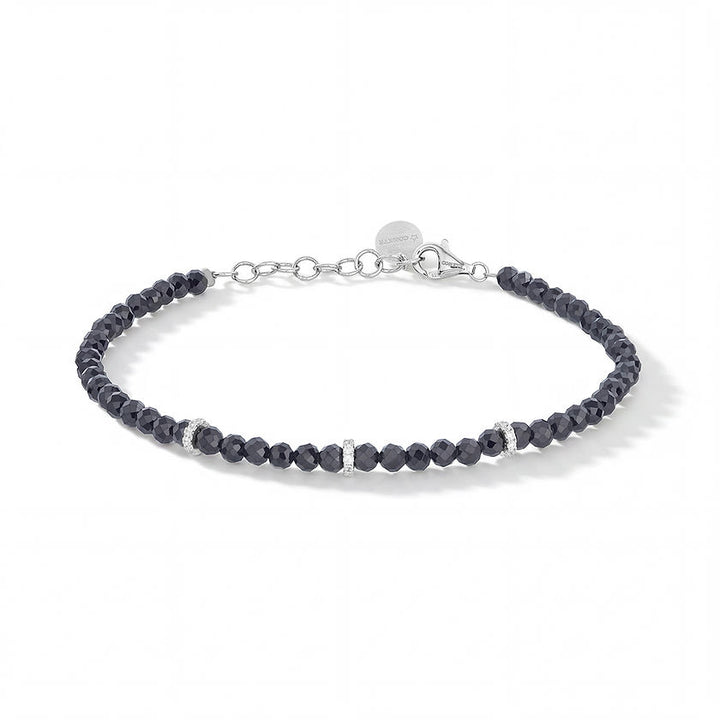 Bracciale Comete Gift&amp;Colour Man in Argento, Spinello Nero e Zirconi Bianchi
