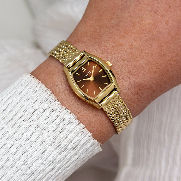 Orologio Donna CLUSE Tonnette Mini Dorato con Quadrante Marrone