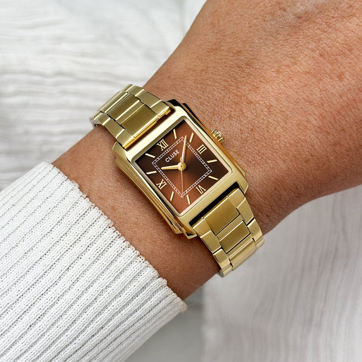Orologio Donna CLUSE Anglée Dorato con Quadrante Marrone Soleil
