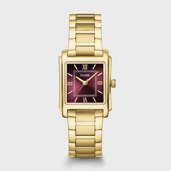 Orologio Donna CLUSE Anglée Dorato con Quadrante Rosso Ciliegia