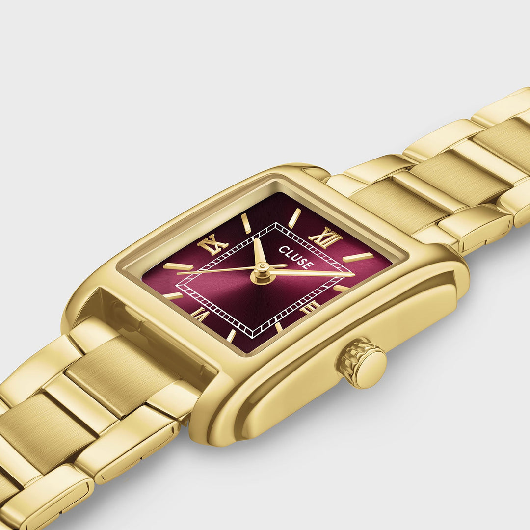 Orologio Donna CLUSE Anglée Dorato con Quadrante Rosso Ciliegia