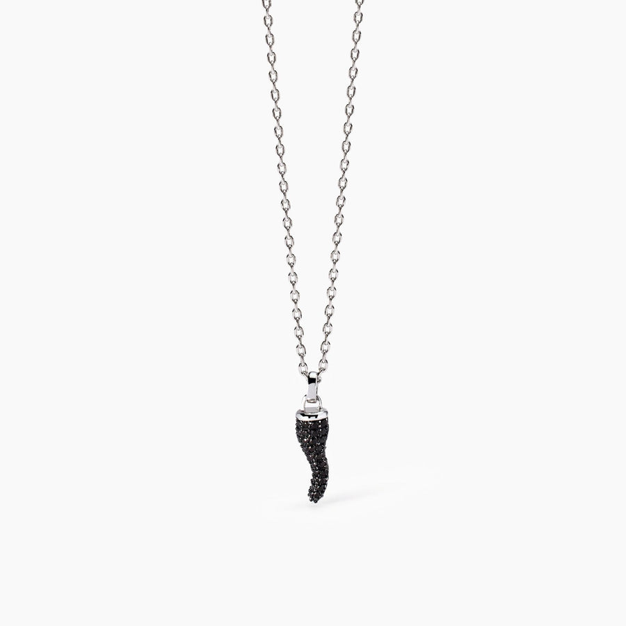 Collana uomo IL QUATTRINO con cornetto e zirconi neri