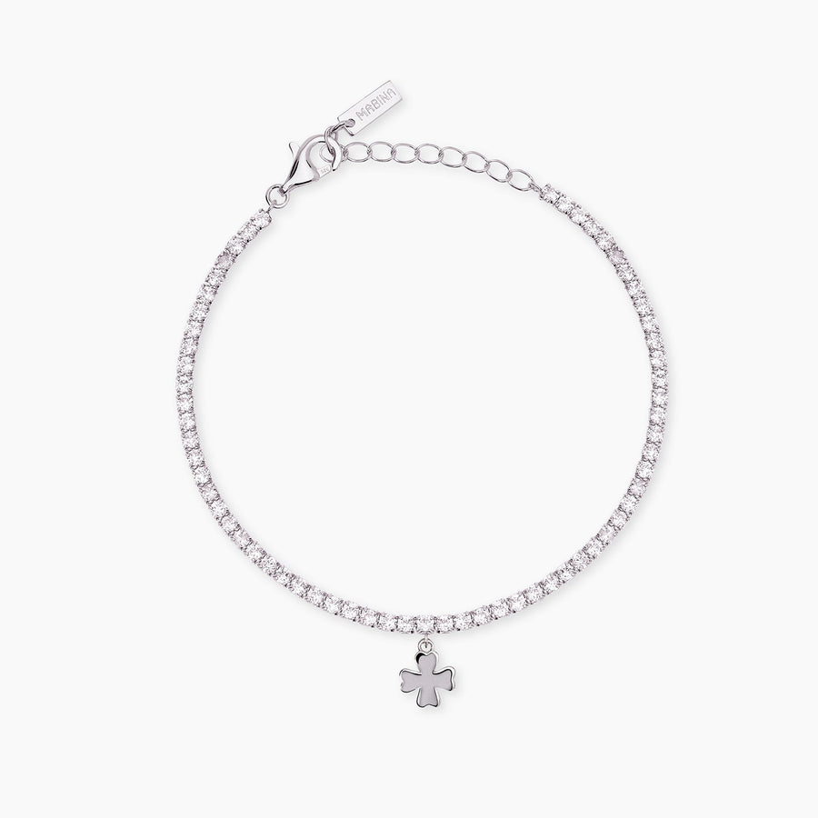 Bracciale tennis LUCKY WOMAN con ciondolo quadrifoglio