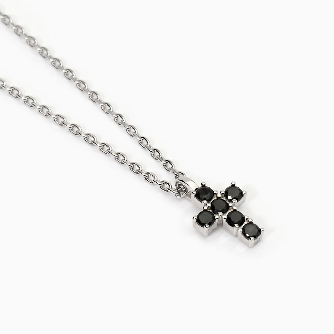 Collana uomo MYSTICAL con croce di zirconi neri