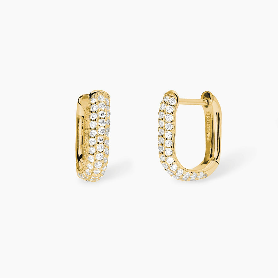 Orecchini ovali COUTURE dorati con pavé di zirconi