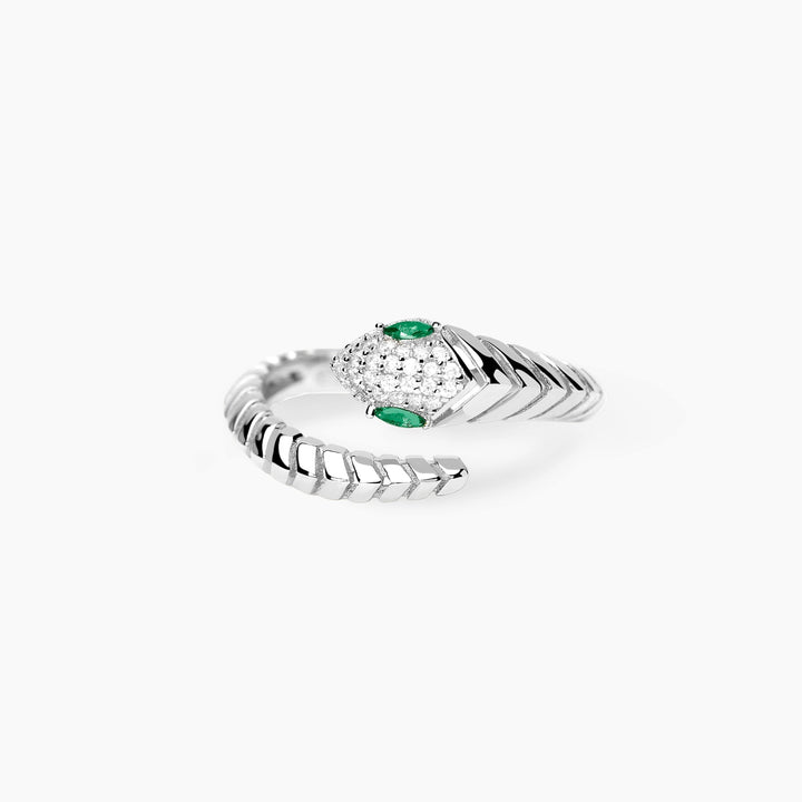 Anello SNAKE con serpente e pietre verdi