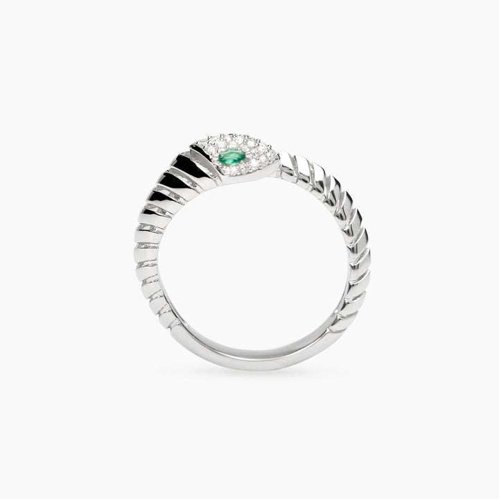 Anello SNAKE con serpente e pietre verdi