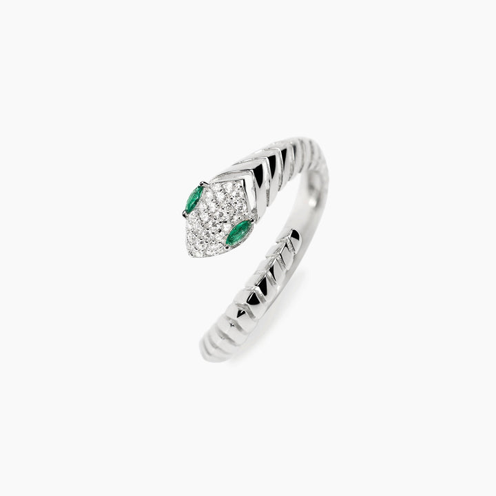 Anello SNAKE con serpente e pietre verdi
