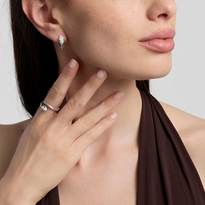 Anello SNAKE con serpente e pietre verdi