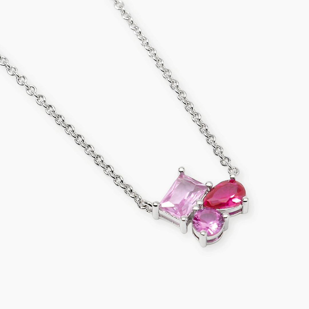 Girocollo PRO COLOR con cluster di pietre rosa