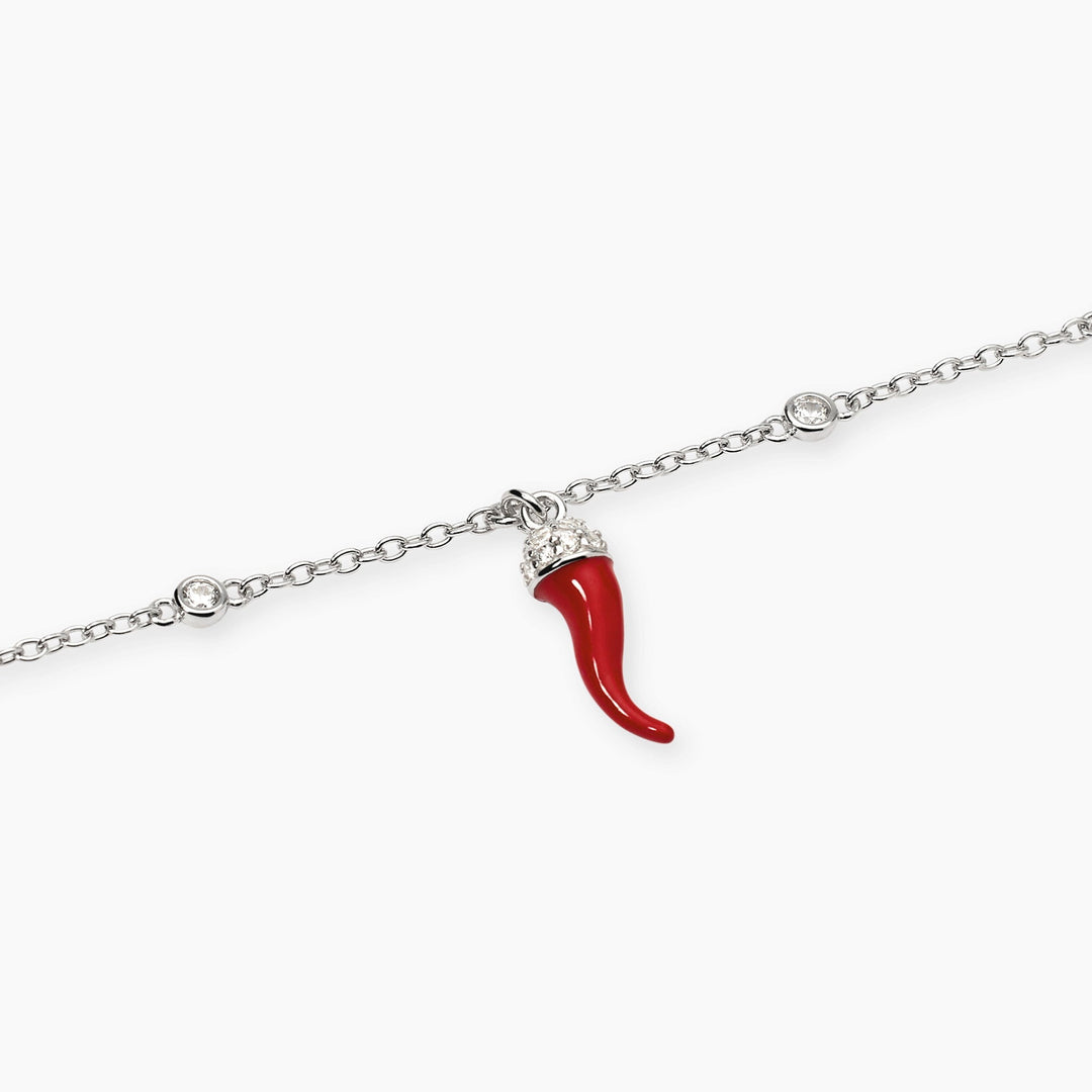 Bracciale OVER THE LUCK con cornetto smaltato e zirconi