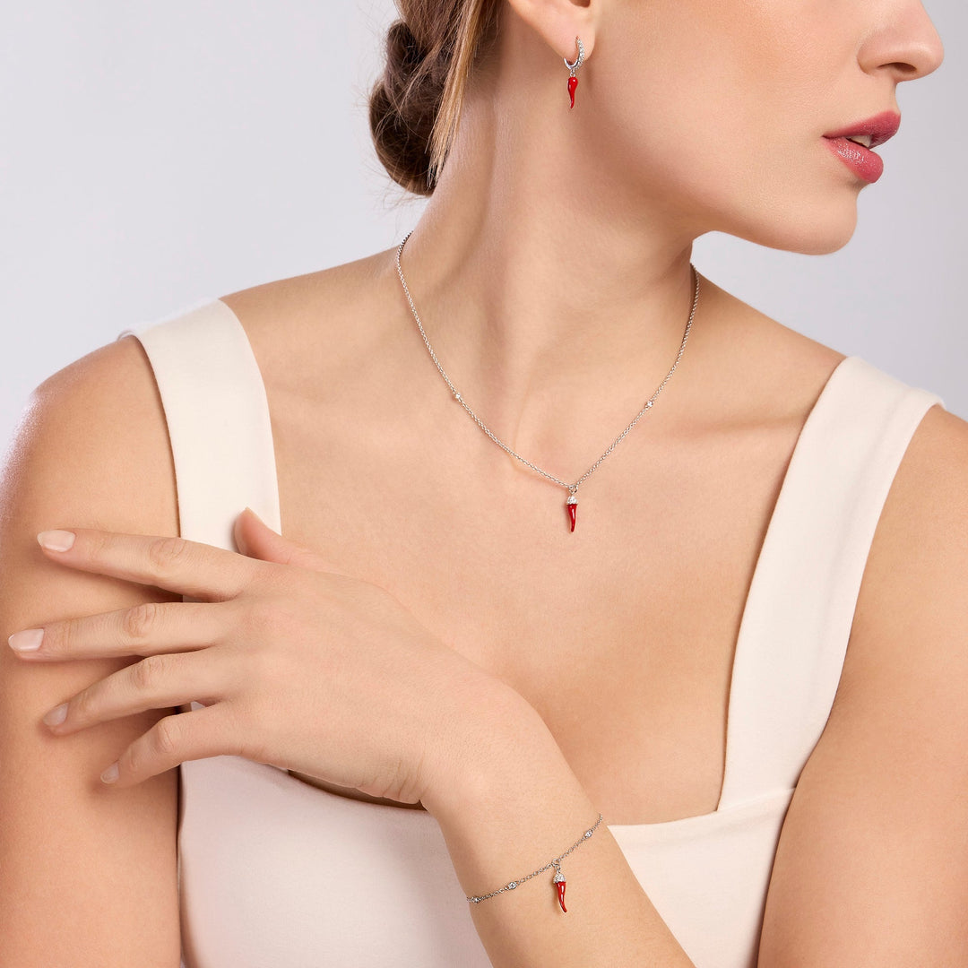 Bracciale OVER THE LUCK con cornetto smaltato e zirconi