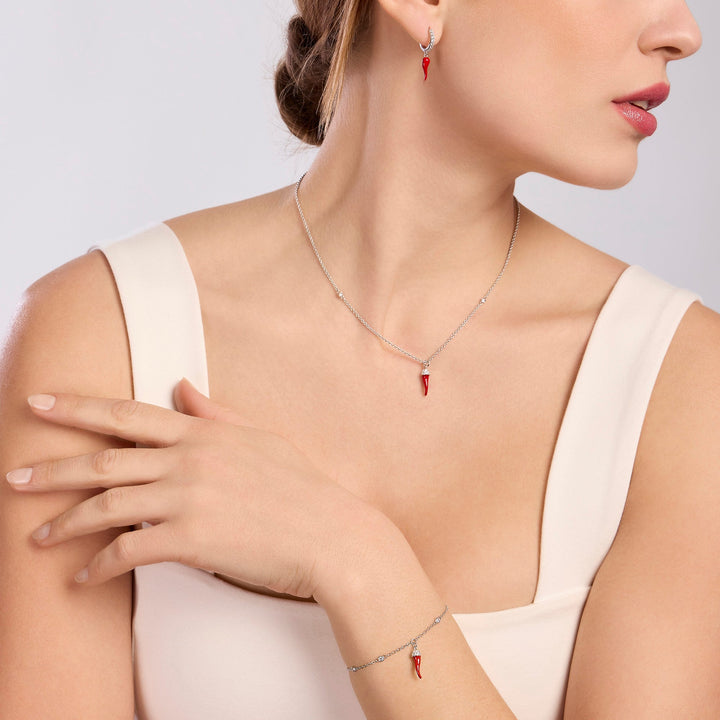 Bracciale OVER THE LUCK con cornetto smaltato e zirconi