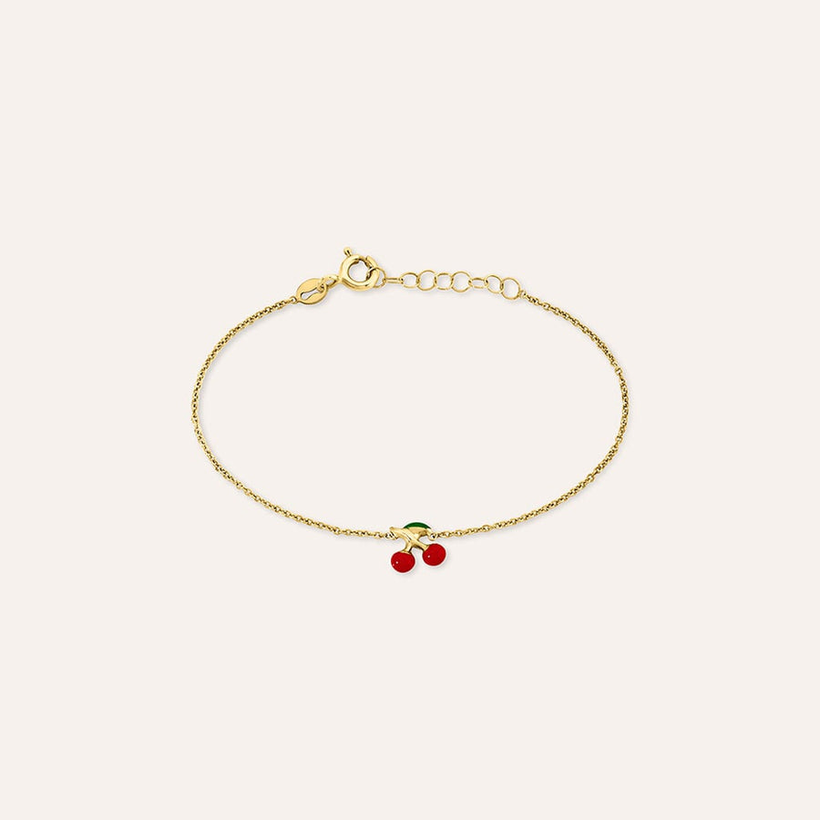 Bracciale ciliegie Mon Petit in oro giallo 9 kt e smalto