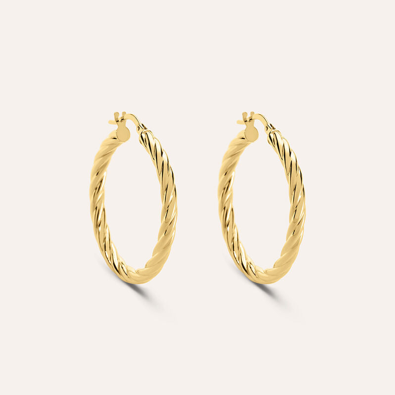 Orecchini a cerchio Toujours in oro giallo 9 kt, 25 mm, profilo corposo