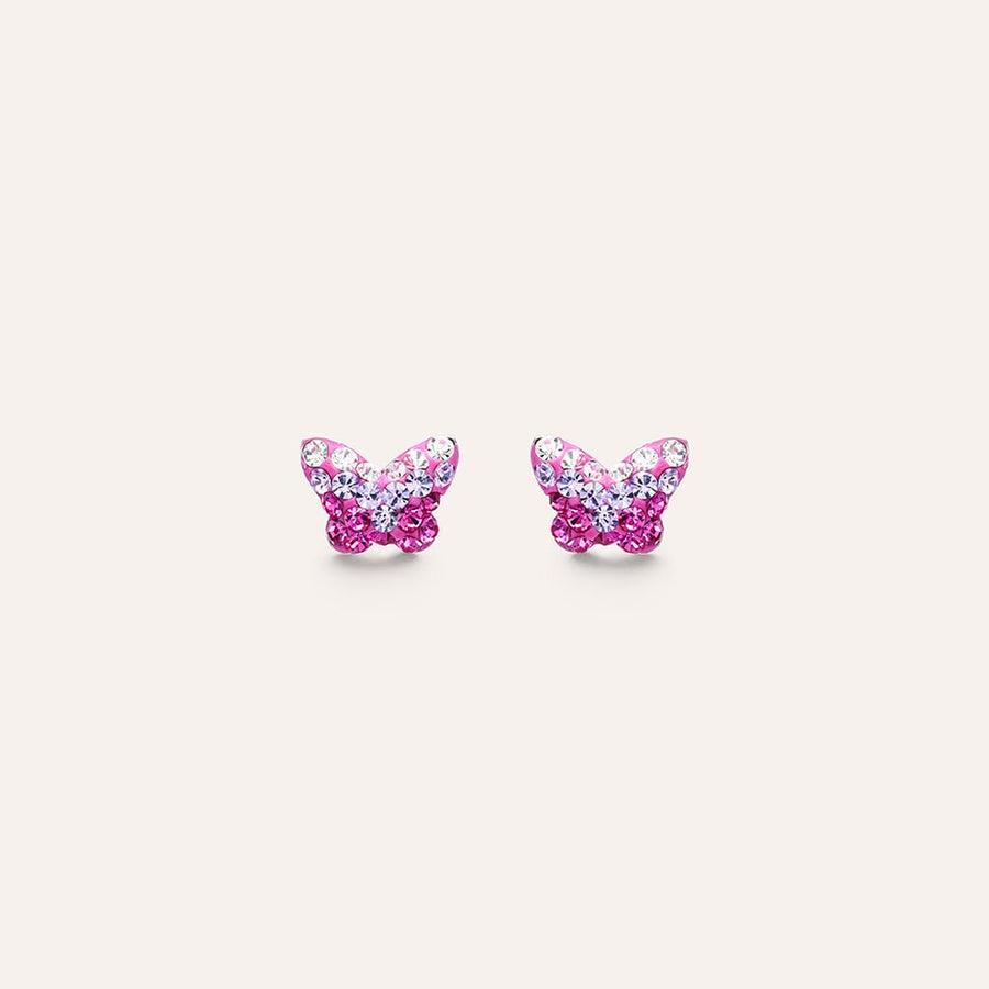 Orecchini farfalla Silver Baby in argento con cristalli fucsia