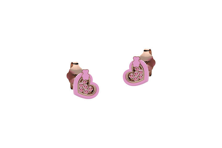 Orecchini cuore rosa in argento 925